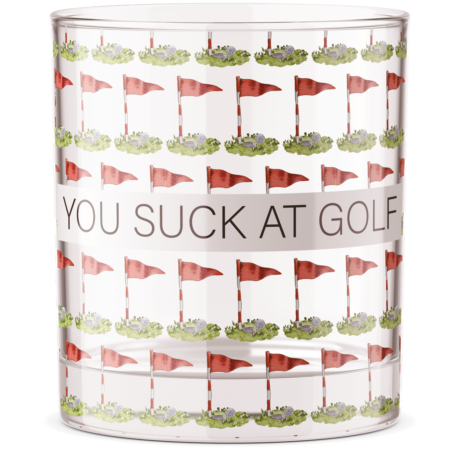 You Suck At Golf Funny Golfing Bourbon Whiskey Rocks Glass