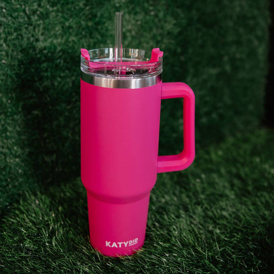 Katydid - Hot Pink 40 Oz Tumbler Cup with Handle: Hot Pink