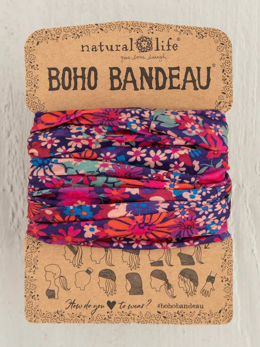 Natural Life - Boho Bandeau Dark Red Pink Floral