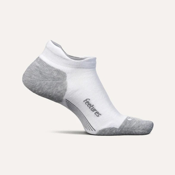 Feetures - Elite No Show Tab  Athletic Socks- Basic White