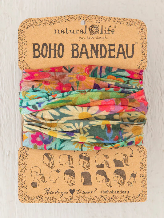 Natural Life  - Full Boho Bandeau® Headband - Wildflower Border