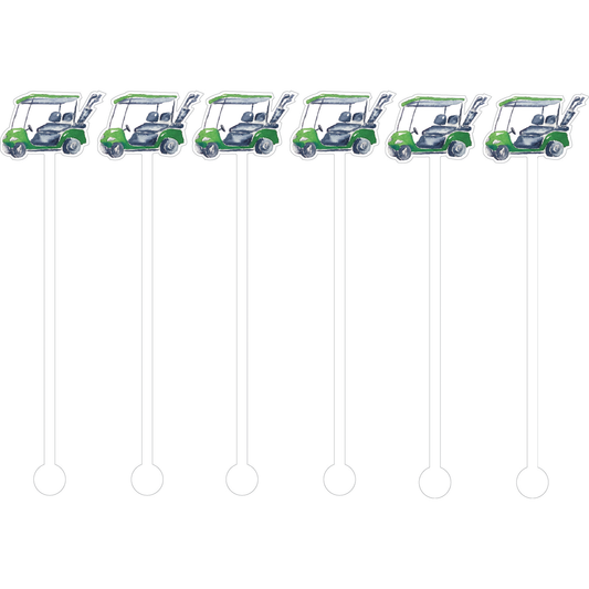 Golf Carts Cocktail Stick Stirrer - Set of 6