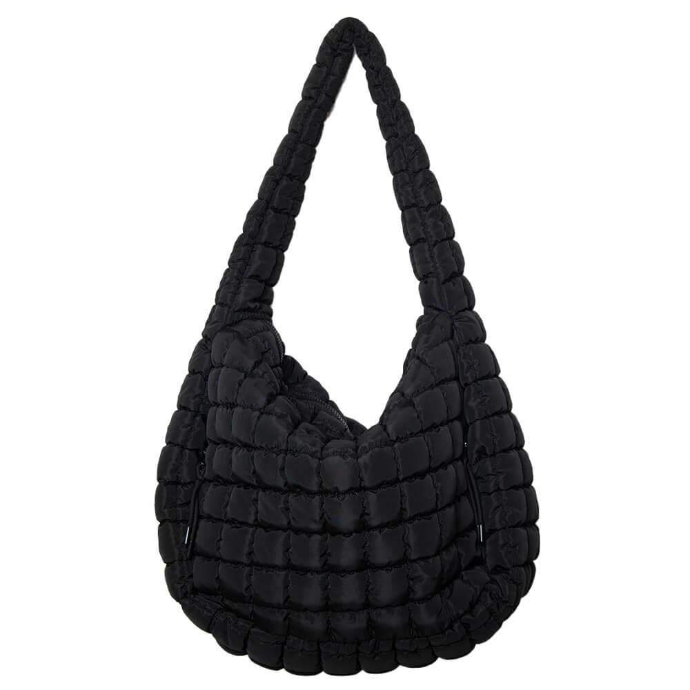 Katydid - Black Oversized Quilted Hobo Tote Bag: Black