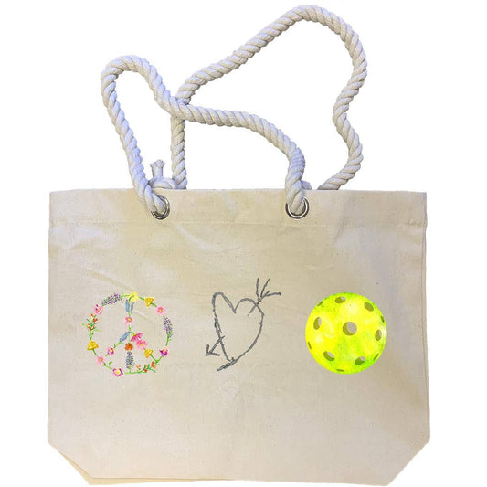 Peace Love Pickleball No Words Tote Bag