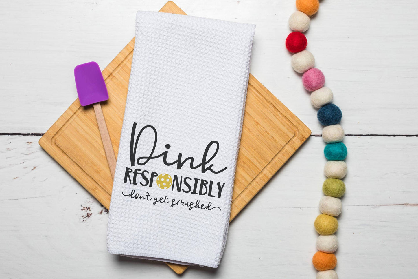 Pickleball "Dink Responsibly" Kitchen Towel, Funny Decor