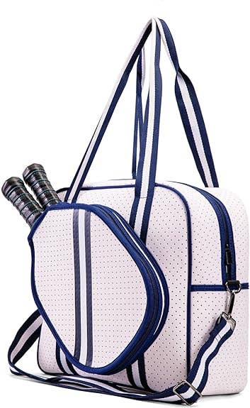 Navy and White Neoprene Crossbody Sling Pickleball Bag Tote