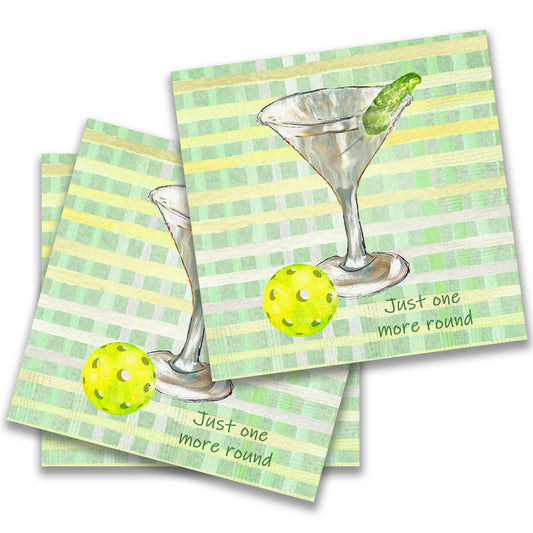 One More Round of Pickleball Cocktail Napkins